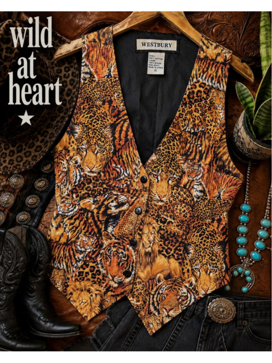 Westbury Jackets & Blazers - Vintage Westbury XL Big Cat Animal Print Vest Lion Tiger Leopard Safari Novelty